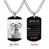 Custom Engraved Necklace With Photo And Calendar