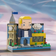 Personalised Brick Figure Clock - Custom Christmas Gift with Mini City Scene
