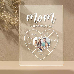 Engraved Name Plaque For Mother's Day Custom Photo Keychain Best NightLight Gift For Mom