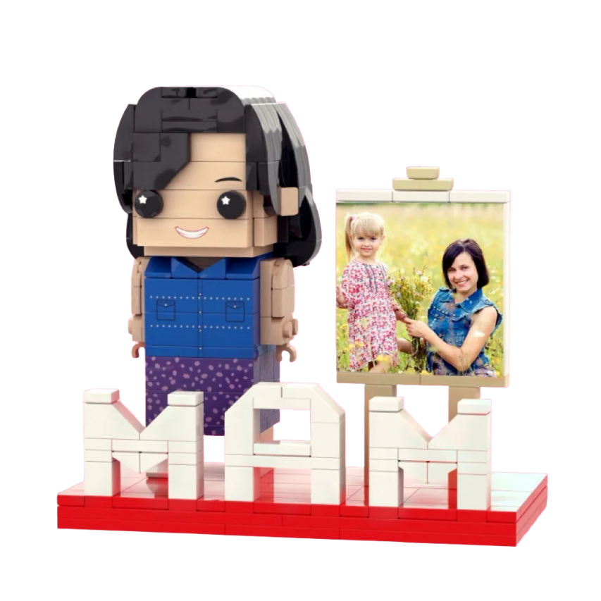 Custom Full Body MAM Brick Figure with Photo - Personalised Mother's Day Gift