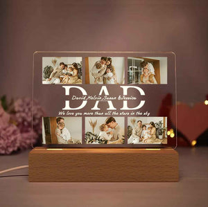 Personalized DAD LED Night Light Custom 6 Photos and Text Acrylic Lamp