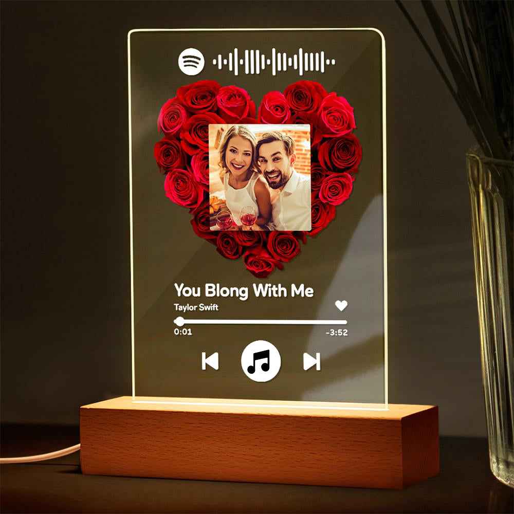 Custom Rose Plauqe Personalized Night Light Romantic & Sentimental Birthday Gifts For Boyfriend