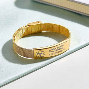 Personalized Emergency Medical Alert ID Bracelet with Text Adjustable Bracelet Gift for Diabetes Epilepsy Autism