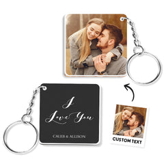 Custom Double Sided Photo Keychain | Personalised Acrylic Gift For Her/Him