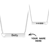 Custom Engraved Hollow Heart Bar Necklace with Name and Music Code