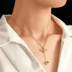 Custom Projection Necklace Cupid Heart Angel Wings Tassel Necklace Clavicle Chain