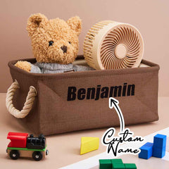 Personalized Storage Basket with Name Toy Bin Linen Organizer Gift for Children