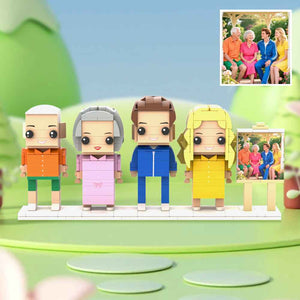 Custom Full-Body Brick Figures of 4 People with Frame Personalized Anniversary Gift Birthday Gift