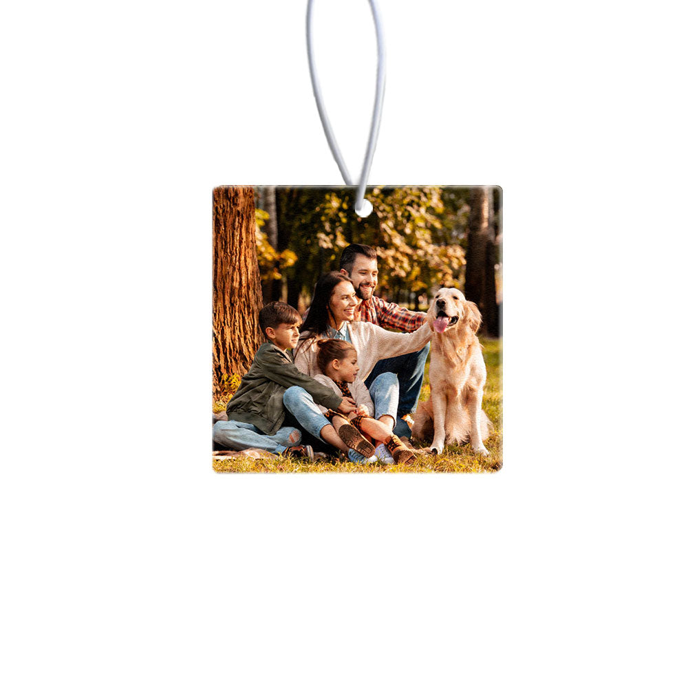 A stylish car keepsake that doubles as a fragrance air freshener for couples.