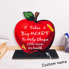 Personalised Apple Teacher Desk Sign - Custom Acrylic Plaque