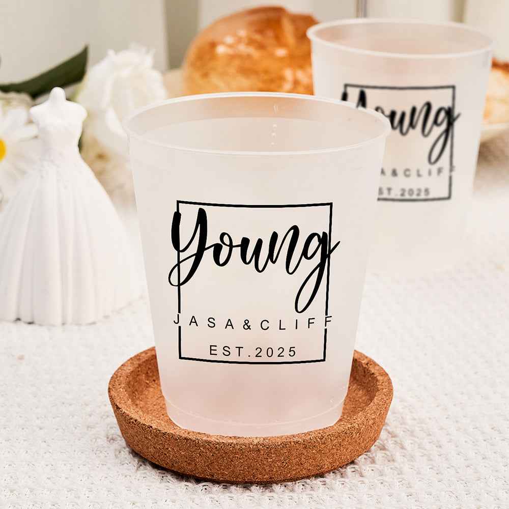 Personalized Disposable Plastic Cups with 12oz or 16oz for Wedding Party Supplies Gift for Couple