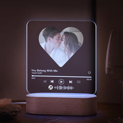 Personalised Music Code Heart Lamp - Custom 7 Colour LED Night Light & Plaque