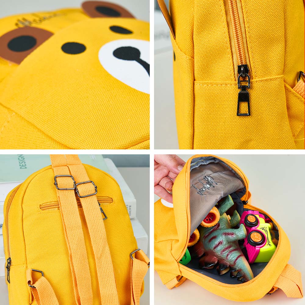 Examples of personalised name embroidery options on mini bear backpacks – perfect personalised gifts for girls and boys