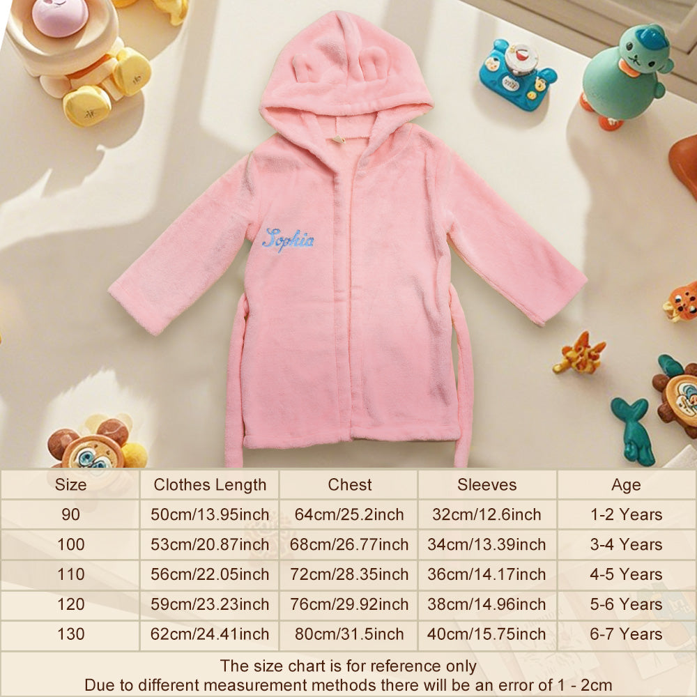 Fabric and trim detail of personalised baby dressing gown showing soft, durable polyester and quality embroidery for lasting colour