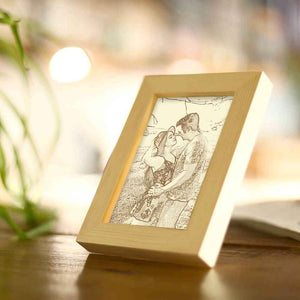 Personalized Engraved Photo Frame Wooden Sketch Effect - 6 Inches 8 Inches 10 Inches