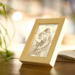 Personalized Engraved Photo Frame Wooden Sketch Effect - 6 Inches 8 Inches 10 Inches