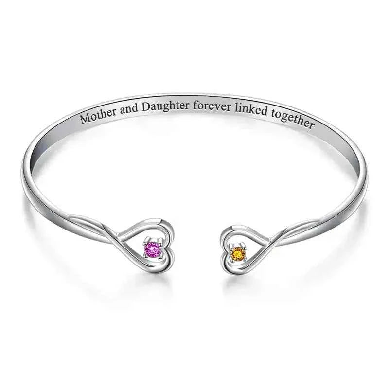 Custom Double Birthstone Mother & Daughter Bracelet Romantic Couple Gift