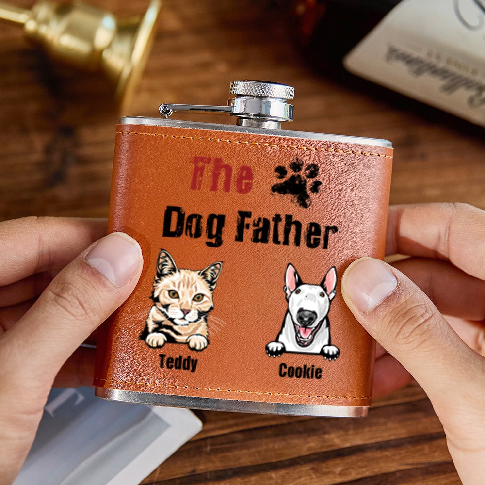 Detailed view of military‑grade laser engraving on PU leather cover spelling a dog’s name with paw motif — perfect gift for pet lovers