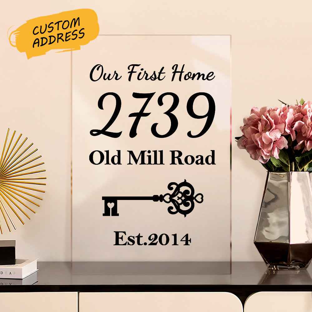 Custom Our First Home Acrylic Plaque Personalized House Number Address Desk Decoration