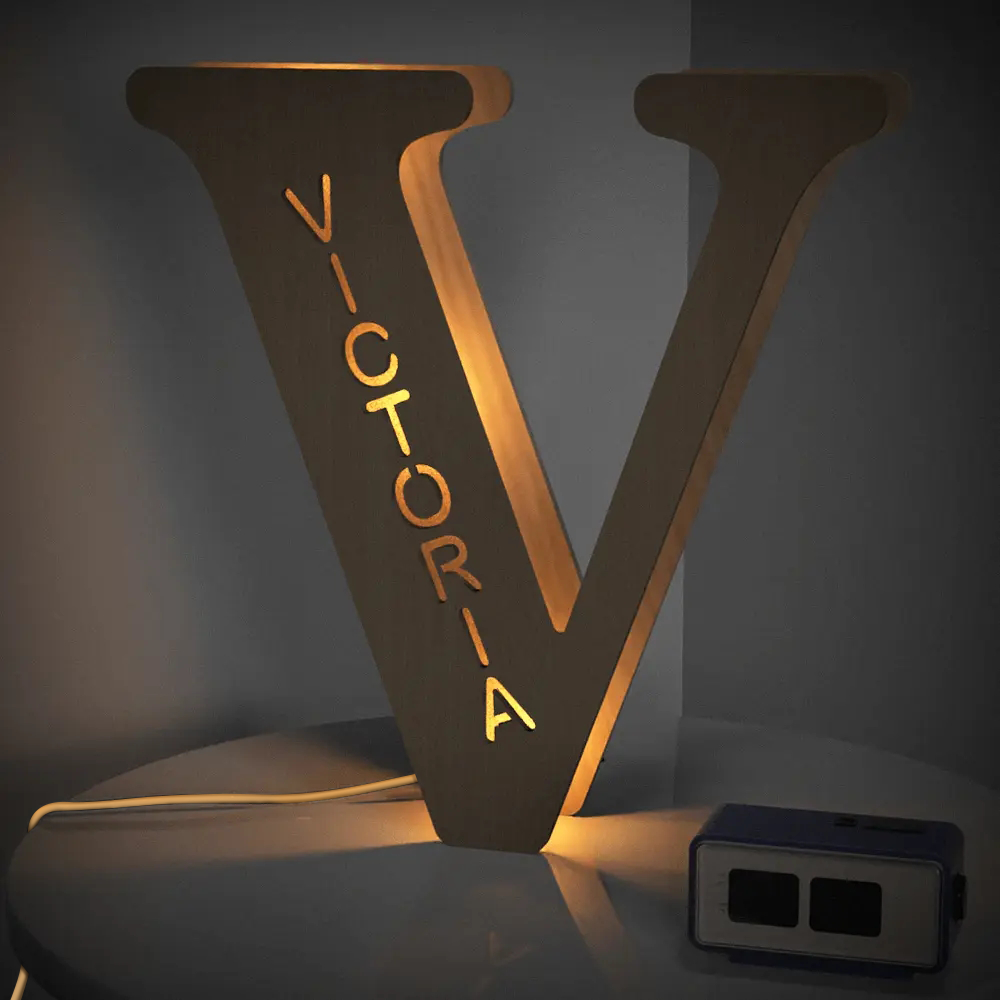 Personalised Wooden Letter Lamp - Custom Name Night Light 19CM - Unique Gift