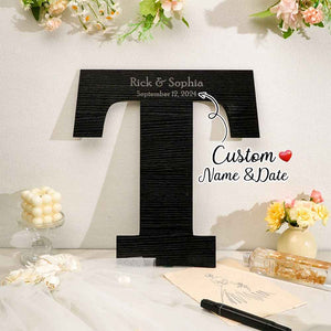 Personalized Black Wooden Name Sign Custom Letter Guest Book Wedding Guest Book