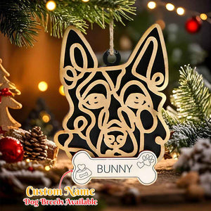 Personalized Line Art Dog with Name Christmas Ornament Christmas Gift for Dog Lover