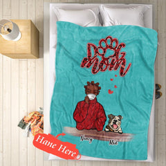 Personalised Name Dog Mum Fleece Blanket - Custom Pet Number Blanket