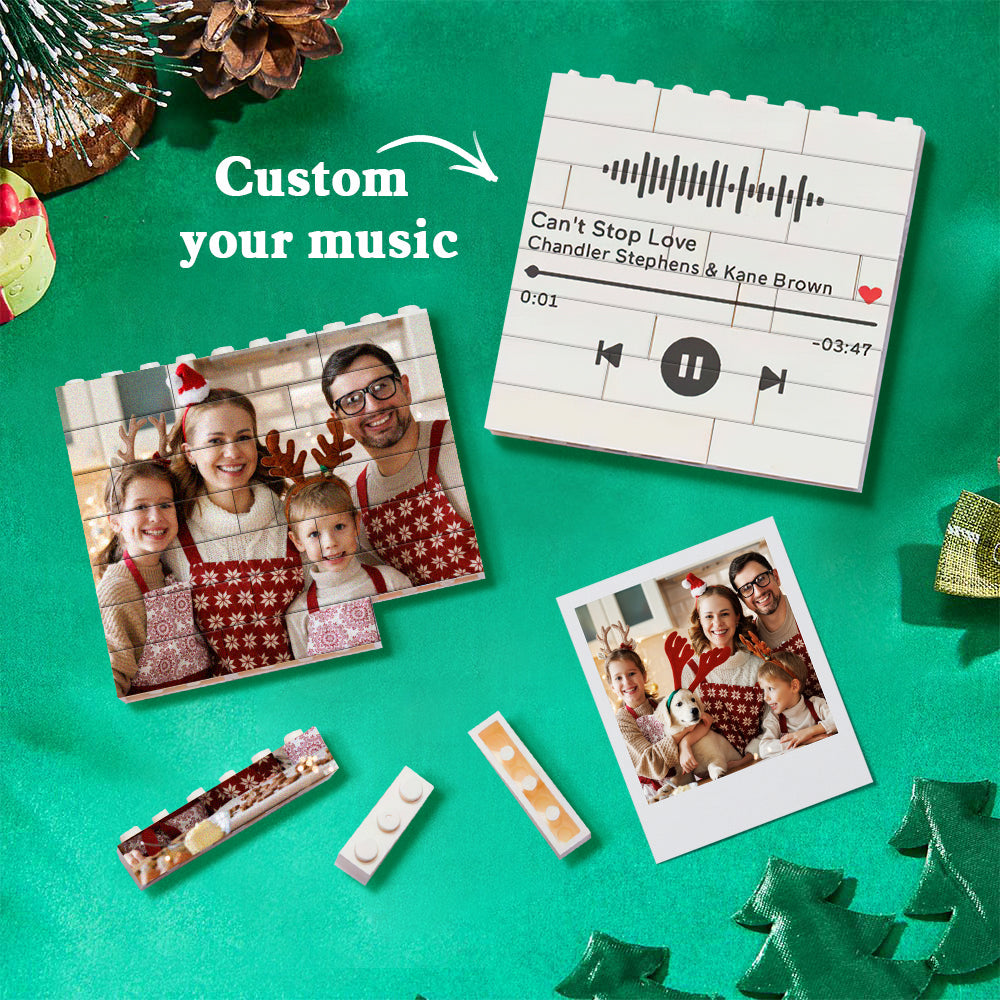 Personalised Building Brick Puzzle Photo Block Christmas Decoration - Customisable Ornament