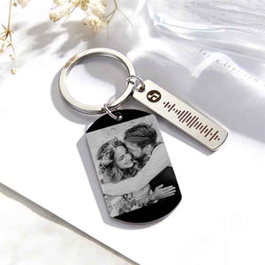 Personalized Photo Calendar Keychain Custom Picture & Music Song Code Couples Photo Keyring Gifts for Valentine's Day