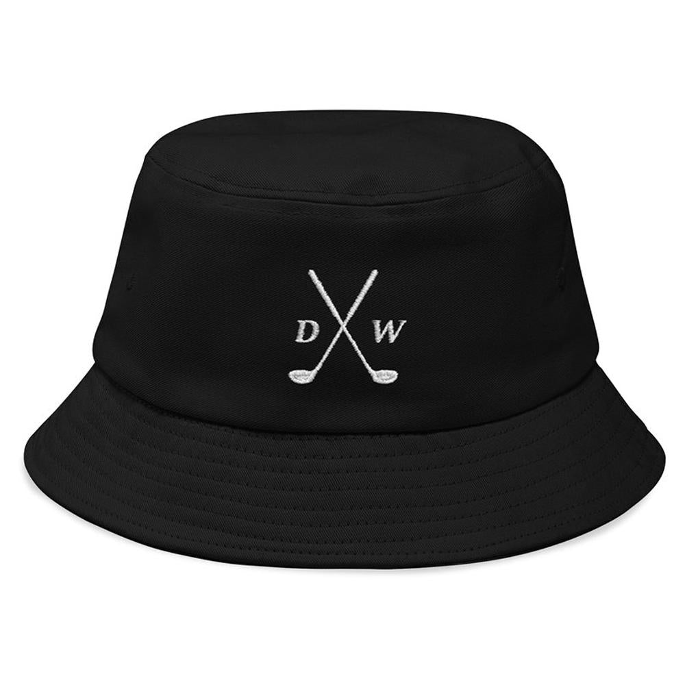 Personalised embroidered text detail on bucket hat – example of custom name embroidery, high-definition result