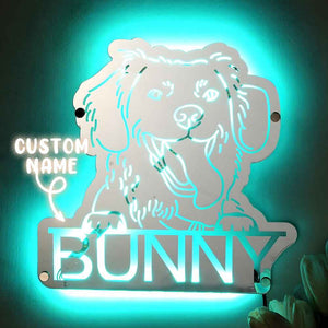 Personalized Pet Photo Name Mirror Light Custom Pet Portrait Mirror Lamp Gift for Pet Lovers