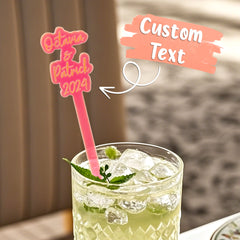 Personalised Acrylic Cocktail Stirring Stick with Custom Text - Wedding & Party Drink Marker
