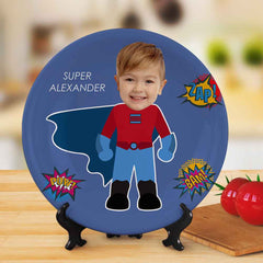 Personalized Face Superman Ceramics Plate Tableware For Kids