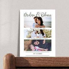 Custom three Photo Glass Plauqe Romantic Photo Plaque Painting Gift