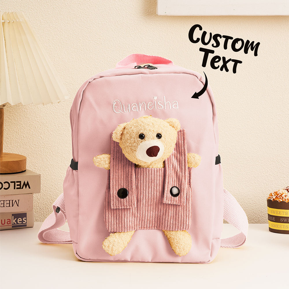 Rear view showing adjustable padded straps and sturdy handle on the personalised custom school bag for children