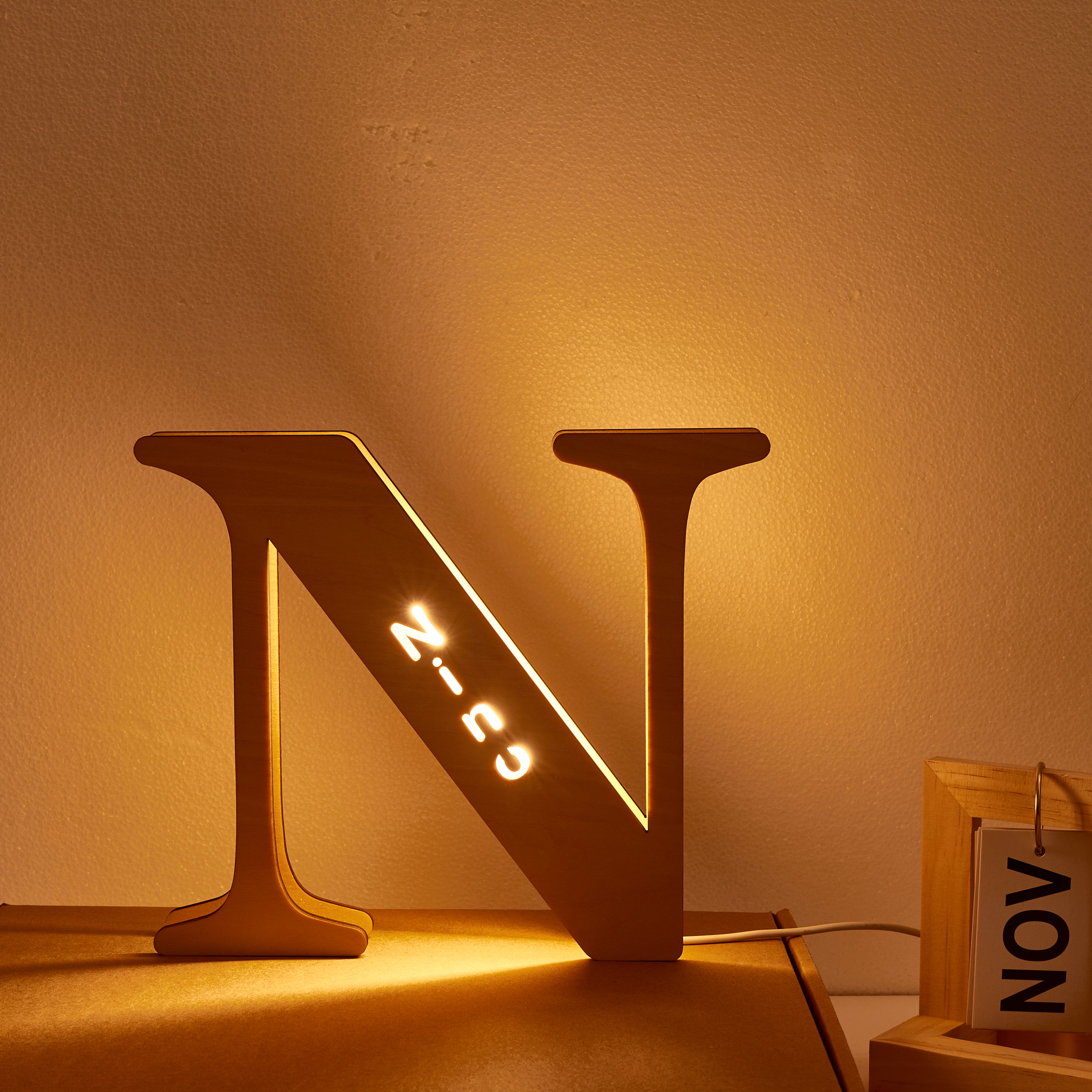 Personalised Wooden Letter Lamp - Custom Name Night Light 19CM - Unique Gift