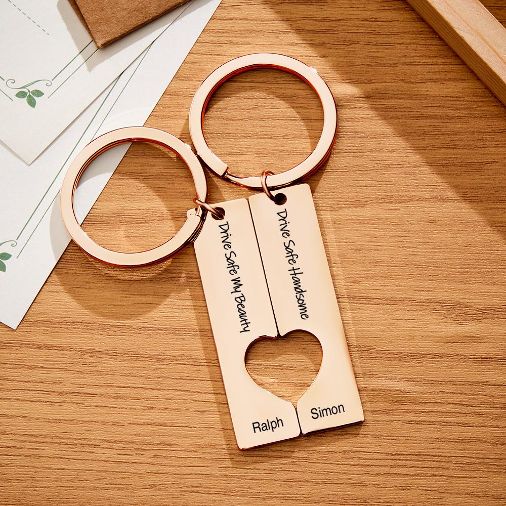 Detailed view of stainless steel finish on personalised keyring showing rust‑resistant, durable engraved surface