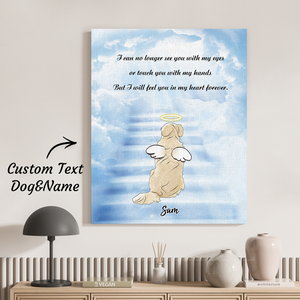 Custom Angel Pet Name Personalized Text DIY Framed Vertical Canvas Painting Memorial gift