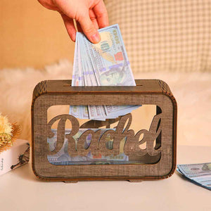 Personalized Name Money Bank Wood Piggy Banks