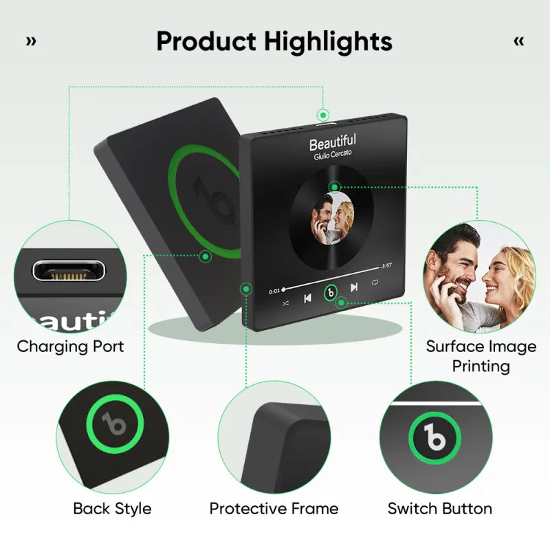 Selection of personalised FridgeBeats music magnets displaying different custom photos and album covers — unique gift for couples