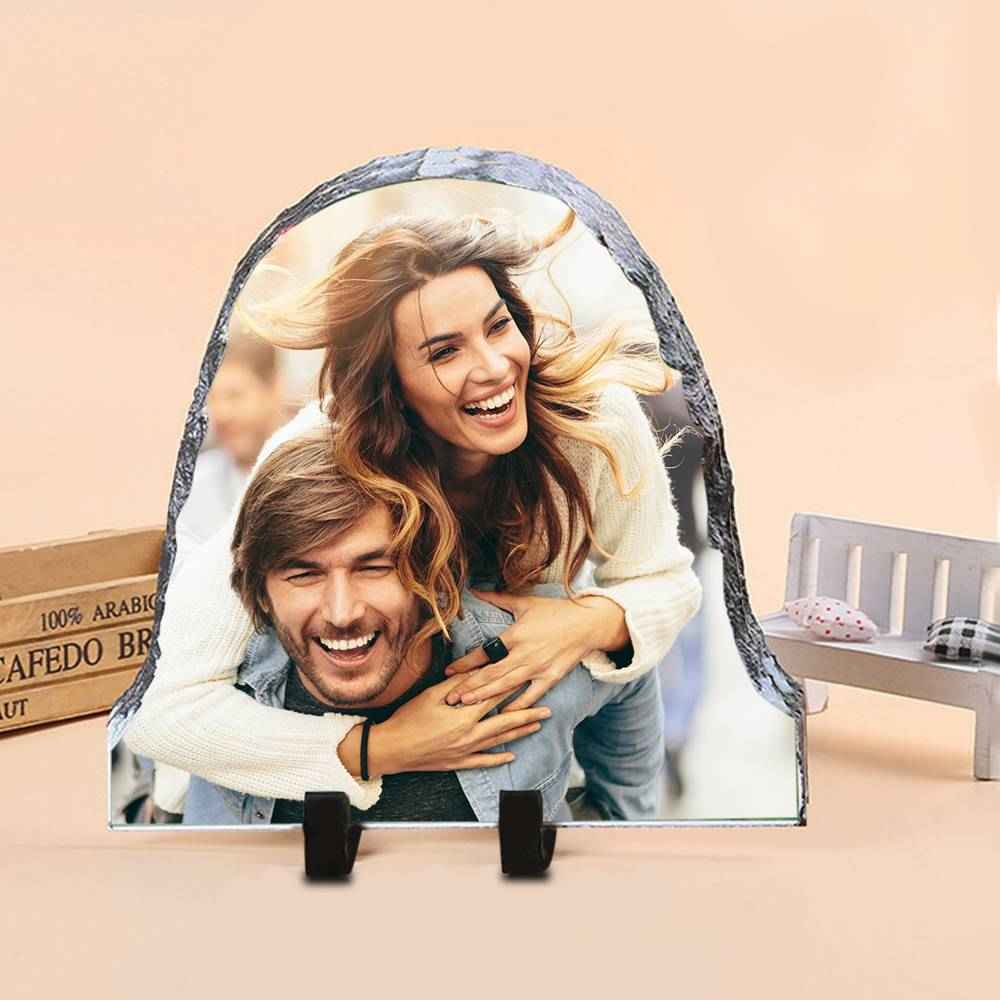 Custom Photo Stone Rock Slate Plaque Picture Frame 20*20cm