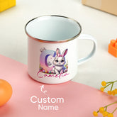 Personalised Easter Bunny Enamel Mug with Name - 12oz Gradient Initial Cup Gift for Kids