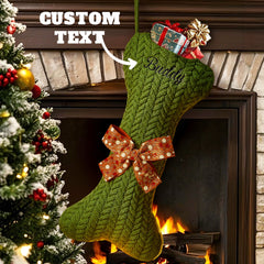 Personalised Dog Bone Christmas Stocking - Custom Name Gift for Puppy Lovers