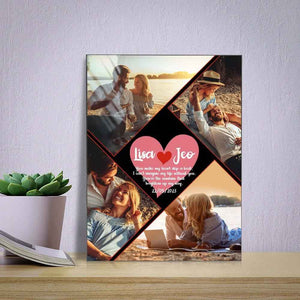 Custom 4 Photo Glass Plaque Personalized Named and Text Plauqe Gift For Lover