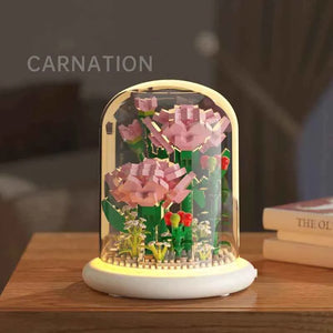 Carnation Bouquets DIY Flower Building Set Perfect Birthday Gift with Dust Cover Valentines Gift