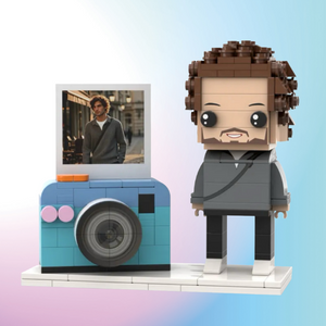 Full-body Custom 1 Person Brick Figures with Photo and Camera Birthday Gift for Photographers