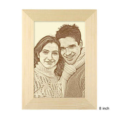 Personalized Engraved Photo Frame Wooden Sketch Effect - 6 Inches 8 Inches 10 Inches