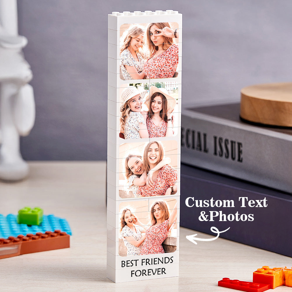 Three-photo personalised photo brick puzzle shown stacked — custom brick picture for best friends and family