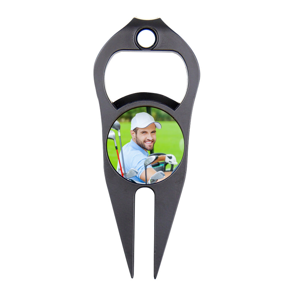 Custom magnetic golf marker with ergonomic handle – personalised golf ball marker and bottle opener, durable zinc alloy design