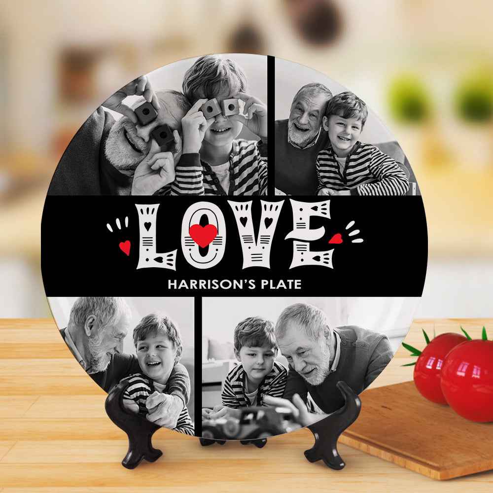 Personalized Custom Name Picture Dessert Plate LOVE Decorative Photo Dinner Plate